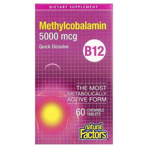 Natural Factors 내추럴 팩터스 비타민 B12 메틸코발라민 5000mcg 츄어블