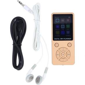 64GB 음악 플레이어 휴대용 MP3 MP4 플레이어 블루투스 5.0 1.8인치 화면 하이파이 스피커 비디오 FM 전자책 이어폰 180mAh 배터리 (골드)