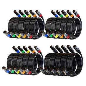 XLR 케이블 마이크 10피트 4팩 골드 도금 3핀 스피커 남성 대 여성 밸런스