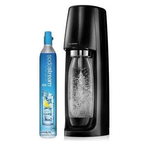 공식 소다 스트림 SPIRIT 정신 스타터 키트 | 기계 본체 + 60L 가스 1개 + 병 1개 1L | 블랙 탄산수 제조 업체 전원 불필요 sodastream