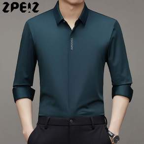 ZPEIZ 남성 고급 긴팔 셔츠 | 비즈니스 정장 캐주얼 겸용 심플 카라 셔츠 매끄러운 피부 친화적 소재 정교한 카라 디자인 슬림핏 테일러링으로 완성하는 댄디룩