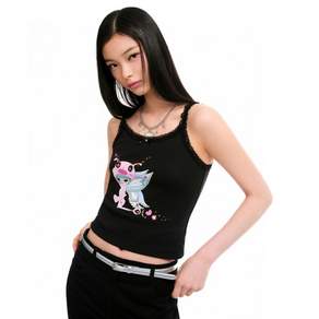 무신사 스탠다드 우먼 MUSINSASTANDARDWOMAN 유쓰배쓰 컬래버 우먼즈 MY 크롭 슬리브리스 탑 블랙
