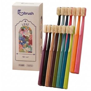 Tobrush 러브칫솔 초미세 탄력모 곡선형 프리미엄 칫솔+칫솔캡 15개 1세트