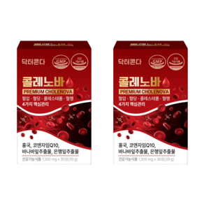 콜레노바 혈압 혈당 콜레스테롤 혈행 올인원 홍국 바나바잎추출물 코엔자임Q10 은행잎추출물