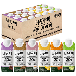 빙그레 더단백 드링크 프로틴음료 6종 혼합(초코 카라멜 커피 바나나 밀크티 멜론) 총 18개