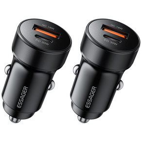 ESSAGER QC3.0 30W 듀얼 포트 C타입 차량용 고속 충전기