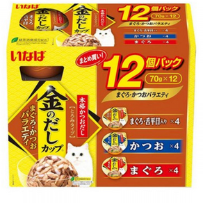 이나바 고양이 금빛육수컵 버라이어티 간식캔 3종 x 4p 세트