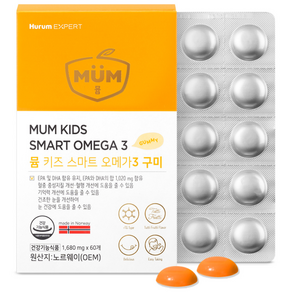 뮴 키즈 스마트 오메가3 구미 EPA+DHA 1 020mg 과일맛 젤리, 1박스, 60정
