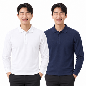 남자 폴로셔츠 남자 카라티셔츠 긴팔티 1+1 두벌세트 긴팔 신축성 좋음 비즈니스 캐주얼 YZ-566