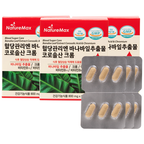 혈당관리 케어 조절엔 바나바잎 추출물 코로솔산 크롬 (코로솔산 1일 섭취량 최대치) 1정당 여주정 추출물 160mg 포함 식후혈당 관리 60정