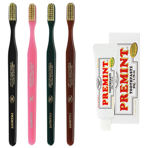 PREMINT 프레민트 프리미엄 칫솔 4종(블랙 핑크 그린 브라운) + 프레민트 오리지널민트 치약 50g