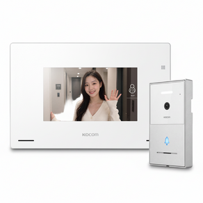 코콤 아날로그 7인치 비디오폰 KCV-Y071 + 현관카메라 4선식 KC-X81 화이트 세트 노출형
