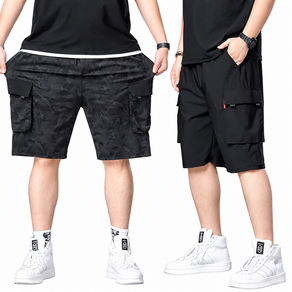 (1+1)2벌세트 XL-10XL 빅사이즈 남성 트레이닝바지 반바지 카고 반바지 스판 여름 건빵바지 SMHTP40