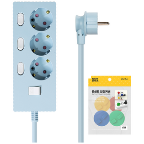 파워존 자동소화 4000W 고용량 웨이브 개별스위치 과부하차단 3구 멀티탭 50cm 1.5m 3m 5m 7m