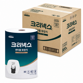 [유한킴벌리 45349] 크리넥스 점보롤 화장지 센터풀 프리미엄 티슈 800매 12롤(1박스)