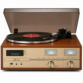 오페라 레트로 턴테이블 블루투스 올인원 오디오 LP CD MP3변환-USB녹음 FM라디오 USB CD LP플레이어
