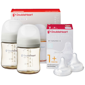 더블하트 모유실감 3세대 PPSU 모먼트 트윈팩 160ml+젖꼭지(2입)