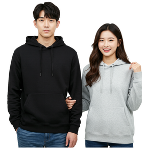 와우코지 오코텍스 인증 무지 베이직 오버핏 기모 후드 티셔츠