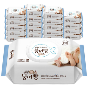 붕어빵 아기 물티슈 올인원 고평량 75gsm 캡형 70매 유아물티슈