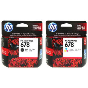 HP 678 정품 프린터잉크 CZ107AA CZ108AA 검정 컬러 세트