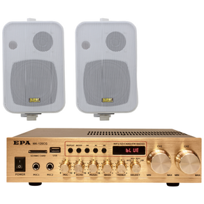 EPA MK-120CG KP-45 매장앰프 스피커세트 흰색스피커2개 블루투스 연결 매장용 카페용