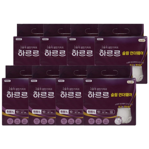 하루1장 하르르 남녀공용 슬림한 펜티형 성인용기저귀 장시간용 특대형(XL)사이즈 8팩(80매) (1팩/10매입)