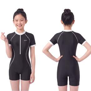 로을 초등학생여아 수영복 반집업 반팔 원피스 일체형 올인원 스윔슈트