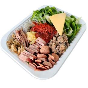이모네 의정부 부대찌개 3인분 (햄/야채만 740g 육수 빼고도 이 정도)