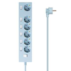 파워존 자동소화 4000W 고용량 웨이브 개별스위치 과부하차단 6구 멀티탭 50cm 1.5m 3m 5m 7m