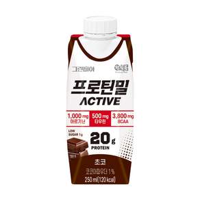 정식품 그린비아 프로틴밀 액티브 초코맛 프로틴음료 고단백질영양설계 아르기닌 저당설계