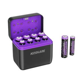 KOSHARE 스마트 8구 충전기 건전지 1.5V 리튬 배터리 AA 4255mWh+AAA1100mWh 배터리 포함 세트 KO-L852