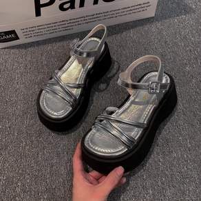 ANYOU 여성 키높이 통굽 샌들 여름 비치 로마 샌들 7cm