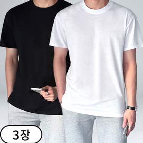[당일 출고] 이브컴퍼니 1+2 3장 묶음 남녀공용 사계절 롱 레이어드 반팔티 (4545-3)