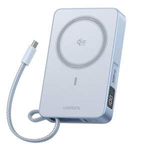 UGREEN 유그린 MagFlow Qi2 25W 10000mAh 무선 충전 보조배터리 일체형 맥세이프 보조배터리 30W C타입 케이블 내장형 파워뱅크 아이폰17 프로맥스/16 호환