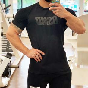 비스트모드 BSMD 머슬핏 반팔티셔츠 남자 헬스 짐웨어 몸 좋아보이는 옷 기능성 트레이닝복 블랙에디션 TEE-013