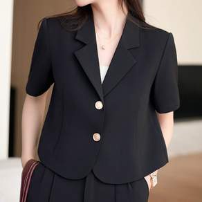 별후이 여성용 여름 캐주얼 숏 루즈핏 반팔 정장 재킷