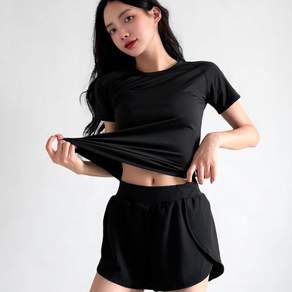 마린웨이브 엘라스틴 러닝 트레이닝복 헬스복 반팔 반바지 상하의 세트