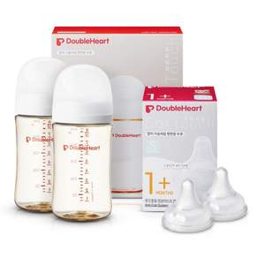 더블하트 모유실감 3세대 PPSU 베이직 트윈팩 240ml+젖꼭지(2입)