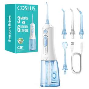 COSLUS 코슬루스 6단 수압+3종 모드 휴대용 구강세정기 IPX7 급방수+4개 노즐팁