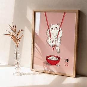 도쿄나이트 도쿄 고양이 포스터 6종 액자+그림 세트구성 감성 인테리어 아트