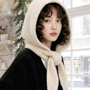 모니브 소피후드 바라클라바 니트 목도리 일체형 머플러