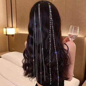 하이유니 실버 롱 체인 헤어핀