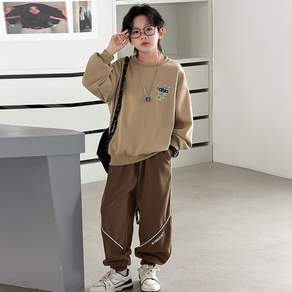 비비키드 남아 봄 가을 상하복 주니어 상하세트 초중생 영문 레터링 페인팅 맨투맨 긴팔티 초등생 긴바지 세트 (2699)