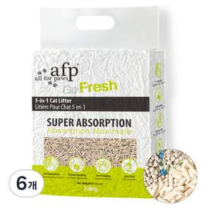 All For Paws 고양이 6in1 혼합 두부모래 2.8kg 1.5mm 가는입자 변기에 버리는 탈취 냄새 먼지없는 모래