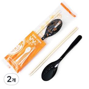 일회용 수저 냠냠 블랙 대나무 젓가락과 플라스틱 숟가락 세트