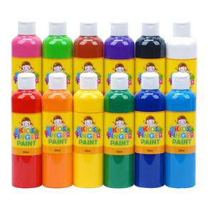 키즈 핑거페인트 250ml 12색 세트 / 키즈맘아트 유아물감 형광물감 미술놀이 어린이물감 물감놀이 핑거페인트 물감 엄마표미술놀이 촉감놀이 오감놀이 도트물감 액션페인팅 아기물감
