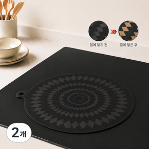 인덕션 매트 보호매트 내열 실리콘 패드 스크래치 방지 감응 변색 원형 24cm