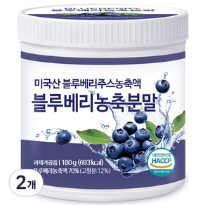 푸른들판 블루베리 농축 분말 가루 파우더 불루베리 열매 과일 스무디 파우더, 2개, 180g
