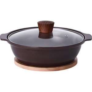 쿠킨 세라믹 인덕션 건강 뚝배기 냄비 + 나무 받침대, 24cm, 1개