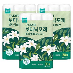 모나리자 보타닉포레 블라썸 3겹 고급롤화장지, 27m, 30롤, 3개